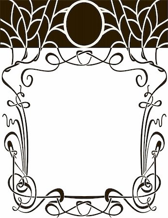 flower border design of rose - Art nouveau frame. Vector wedding background. Design elements Stock Photo - Budget Royalty-Free & Subscription, Code: 400-06085591