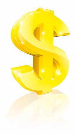 simsearch:400-05388219,k - Illustration of a big shiny gold dollar currency sign Stock Photo - Budget Royalty-Free & Subscription, Code: 400-06086226