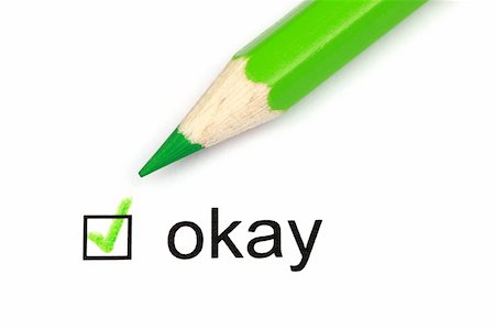 Check mark with the word "okay" and a green crayon Stock Photo - Budget Royalty-Free & Subscription, Code: 400-06086461