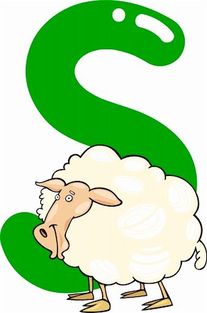 s letter designs - cartoon illustration of S letter for sheep Stock Photo - Budget Royalty-Free & Subscription, Code: 400-06086682