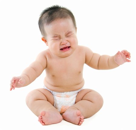 Full body Asian baby boy crying on white background Stock Photo - Budget Royalty-Free & Subscription, Code: 400-06087223