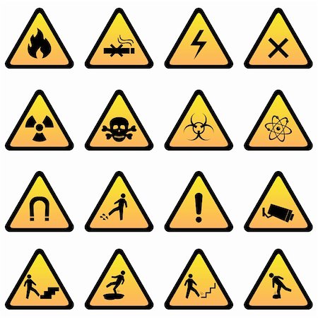 exploding electricity - Warning and danger signs icon set Photographie de stock - Aubaine LD & Abonnement, Code: 400-06087252