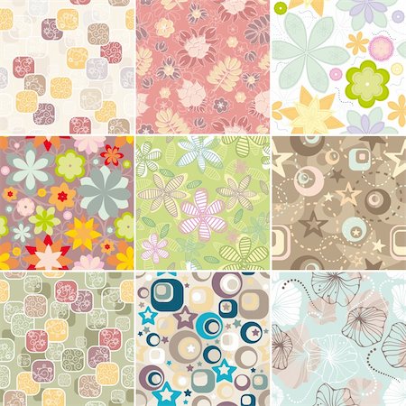 simsearch:400-06454217,k - set of seamless floral pattern vector illustration Stock Photo - Budget Royalty-Free & Subscription, Code: 400-06087340