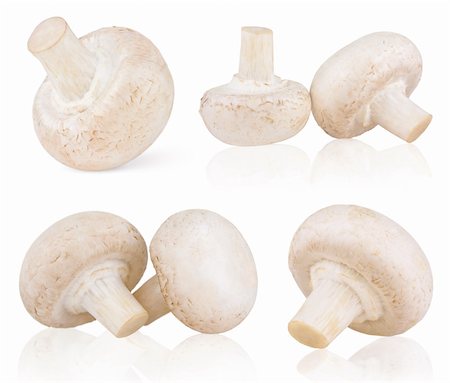 simsearch:400-04824992,k - Set of fresh mushroom champignons isolated on white background Stock Photo - Budget Royalty-Free & Subscription, Code: 400-06087579