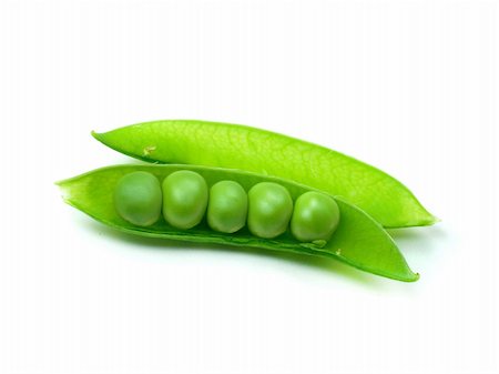 simsearch:400-05744520,k - Fresh green pea pod and peas isolated on white background. Stock Photo - Budget Royalty-Free & Subscription, Code: 400-06088136