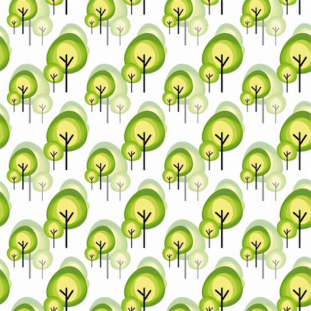 Abstract green tree seamless pattern on white background Stock Photo - Budget Royalty-Free & Subscription, Code: 400-06088185