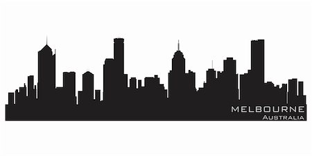 Melbourne, Australia skyline. Detailed vector silhouette Stock Photo - Budget Royalty-Free & Subscription, Code: 400-06088197