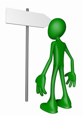simsearch:400-06073389,k - green guy and signpost - 3d illustration Stock Photo - Budget Royalty-Free & Subscription, Code: 400-06088638