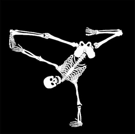 Vector skeleton posed  like brake dancer. Haloween background Stock Photo - Budget Royalty-Free & Subscription, Code: 400-06088656