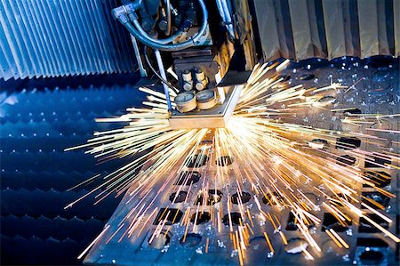 plasma - Laser cutting with sparks close up Stock Photo - Budget Royalty-Free & Subscription, Code: 400-06088778