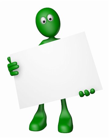 simsearch:400-06073389,k - green guy with blank sign - 3d illustration Stock Photo - Budget Royalty-Free & Subscription, Code: 400-06088920