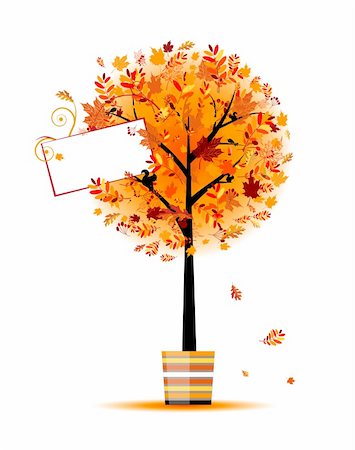 Beautiful autumn tree in pot for your design Stock Photo - Budget Royalty-Free & Subscription, Code: 400-06080180