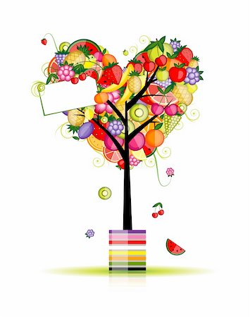 simsearch:400-04336402,k - Fruit tree in shape of heart for your design Photographie de stock - Aubaine LD & Abonnement, Code: 400-06080213