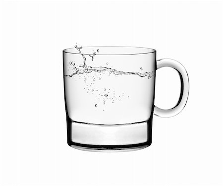dehydrated - A glass of water and water splahes on white background Foto de stock - Super Valor sin royalties y Suscripción, Código: 400-06080279