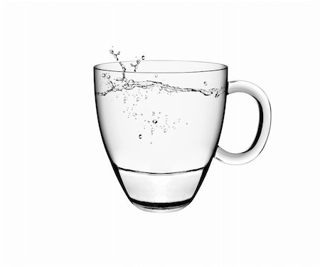dehydrated - A glass of water and water splahes on white background Foto de stock - Super Valor sin royalties y Suscripción, Código: 400-06080280
