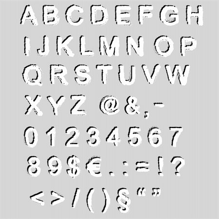 simsearch:400-04281403,k - Grunge font -  alphabet and numbers - vector, This file is vector, can be scaled to any size without loss of quality. Stock Photo - Budget Royalty-Free & Subscription, Code: 400-06080400
