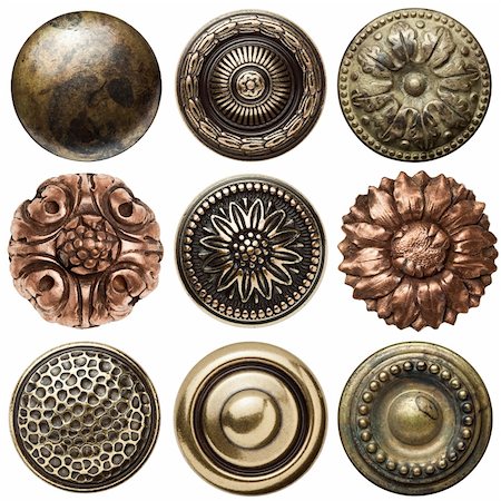 Vintage metal sewing buttons, isolated Stock Photo - Budget Royalty-Free & Subscription, Code: 400-06080436