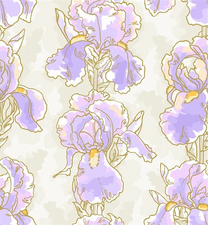 simsearch:400-06080543,k - Seamless floral pattern with hand - drawn iris. Stock Photo - Budget Royalty-Free & Subscription, Code: 400-06080497