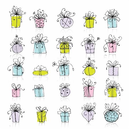 25 gift box icons for your design Stock Photo - Budget Royalty-Free & Subscription, Code: 400-06080918
