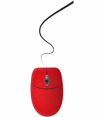 Red computer mouse isolated on white background. Vector illustration Stock Photo - Budget Royalty-Free & Subscription, Code: 400-06080950