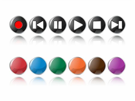 simsearch:400-04125018,k - glossy music player buttons with built with screen transparency overlay for easy one layer change color Stock Photo - Budget Royalty-Free & Subscription, Code: 400-06081393