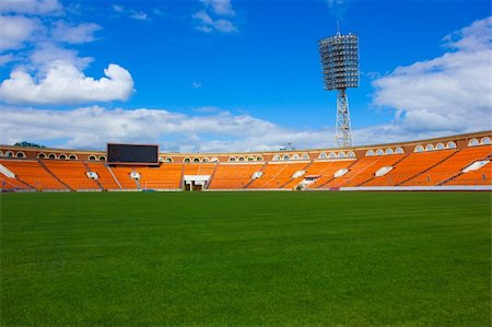 soccer arena - empty football field with score board and light stand Stock Photo - Budget Royalty-Free & Subscription, Code: 400-06081708