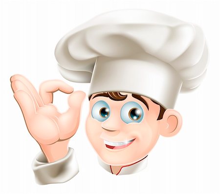 food in the restaurant cartoon - Illustration of a happy smiling cartoon chef in a chef hat Stock Photo - Budget Royalty-Free & Subscription, Code: 400-06081848