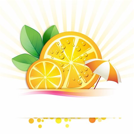 simsearch:400-06082374,k - Slices orange with leaf and umbrella Stock Photo - Budget Royalty-Free & Subscription, Code: 400-06082387