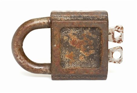 rusty padlock metal on white background Stock Photo - Budget Royalty-Free & Subscription, Code: 400-06082699