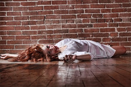 Woman in Horror Situation With Bloody Face Stock Photo - Budget Royalty-Free & Subscription, Code: 400-06082807