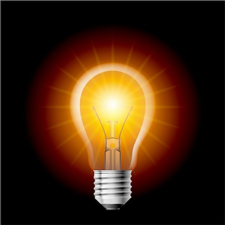 Light Filament lamp on a black background. Illustration for design Stock Photo - Budget Royalty-Free & Subscription, Code: 400-06082925