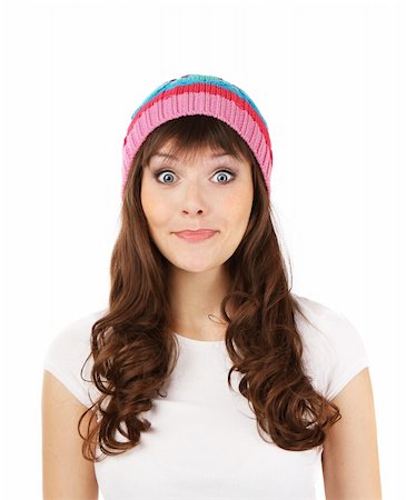 the emotional girl in the hat surprised Stock Photo - Budget Royalty-Free & Subscription, Code: 400-06083242