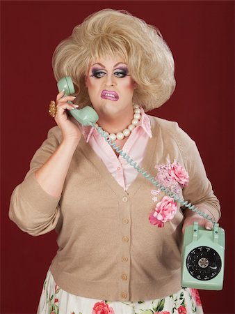 simsearch:400-04831298,k - Sneering retro style drag queen on telephone Stock Photo - Budget Royalty-Free & Subscription, Code: 400-06083878