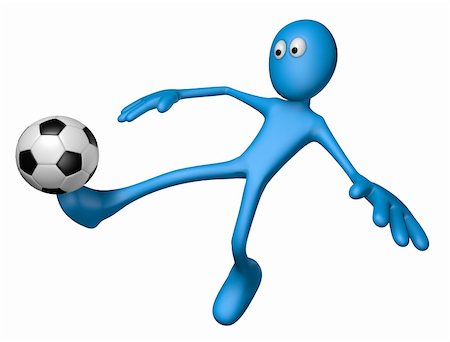 blue guy with soccer ball - 3d illustration Stock Photo - Budget Royalty-Free & Subscription, Code: 400-06094250