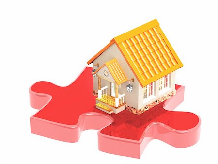 simsearch:400-04231986,k - 3d house and part of a puzzle. Isolated over white Stock Photo - Budget Royalty-Free & Subscription, Code: 400-06094262