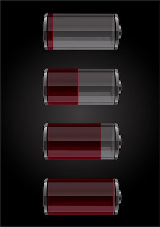 Battery icon set showing different charge status Stock Photo - Budget Royalty-Free & Subscription, Code: 400-06094347