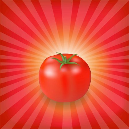 simsearch:400-04393672,k - Sunburst Background With Red Tomato, Vector Illustration Stock Photo - Budget Royalty-Free & Subscription, Code: 400-06094737