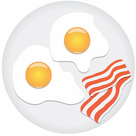 Fried eggs and bacon on plate. Also available as a Vector in Adobe illustrator EPS format, compressed in a zip file. The vector version be scaled to any size without loss of quality. Stock Photo - Budget Royalty-Free & Subscription, Code: 400-06094801