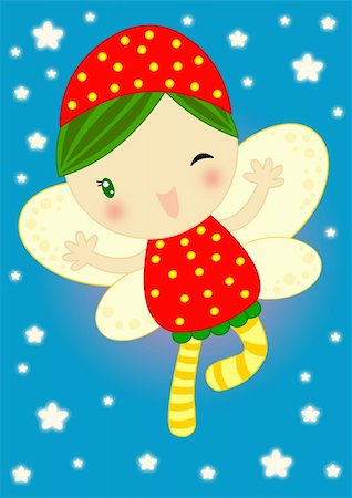 whimsical illustrations set of littl smiling shiny fairy girls Stock Photo - Budget Royalty-Free & Subscription, Code: 400-06094855