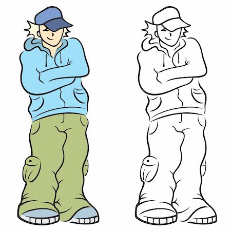 Cartoon illustration of a boy posing in funky style Stock Photo - Budget Royalty-Free & Subscription, Code: 400-06094910