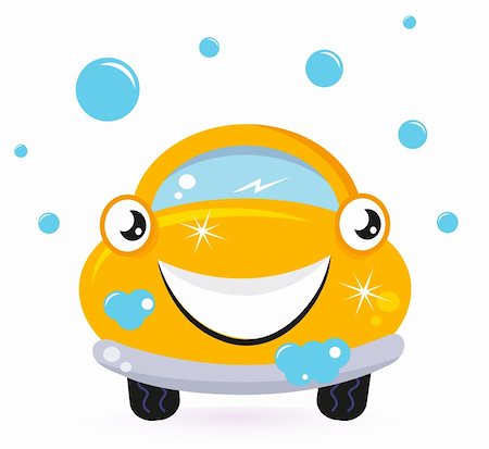 Car wash services, yellow cartoon auto. Vector Stock Photo - Budget Royalty-Free & Subscription, Code: 400-06095523