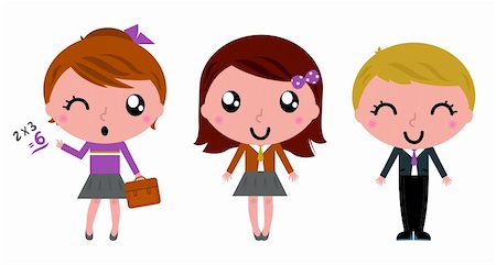 students learning cartoon - Cute school children. Vector Illustration Stock Photo - Budget Royalty-Free & Subscription, Code: 400-06095576