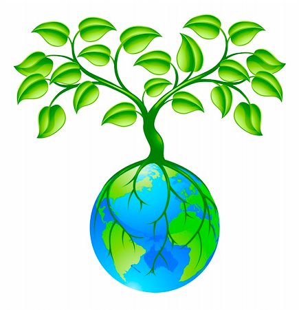 Concept illustration of planet earth world globe with a tree growing on top. Any number of green environmental or business growth interpretations. Stock Photo - Budget Royalty-Free & Subscription, Code: 400-06095595