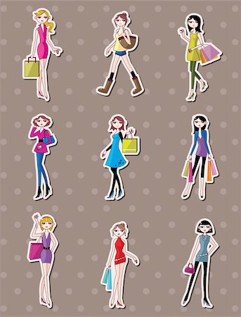 shopping woman stickers Stock Photo - Budget Royalty-Free & Subscription, Code: 400-06095730