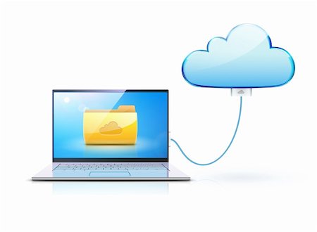 Vector illustration of cloud computing concept with blue internet cloud icon and modern laptop Stock Photo - Budget Royalty-Free & Subscription, Code: 400-06095808