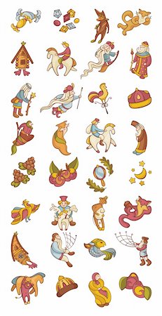 fish cartoon characters - big set of fairytale characters and items vector illustration Stock Photo - Budget Royalty-Free & Subscription, Code: 400-06096129