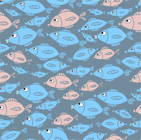simsearch:614-05955439,k - Funny sea seamless pattern vector illustration with fishes Stock Photo - Budget Royalty-Free & Subscription, Code: 400-06096191
