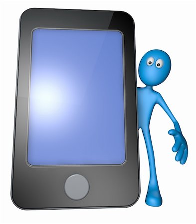 simsearch:400-06073389,k - blue guy behind smartphone - 3d illustration Stock Photo - Budget Royalty-Free & Subscription, Code: 400-06096308