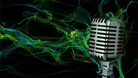 simsearch:400-04630784,k - Classic microphone closeup on abstract background Stock Photo - Budget Royalty-Free & Subscription, Code: 400-06096496