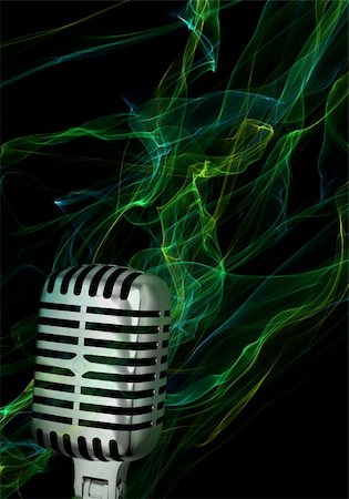 retro stand up microphone - Silver vintage microphone on abstract background Stock Photo - Budget Royalty-Free & Subscription, Code: 400-06096492